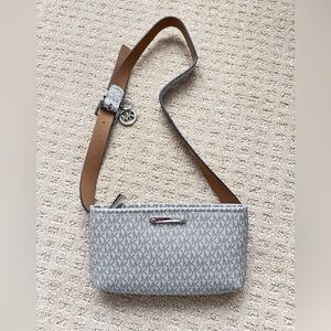Michael Kors Adjustable Belt Bag Size L/XL Silver Small Purse MK Logo